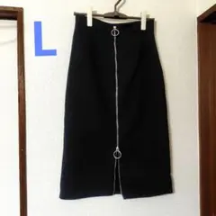 黒 フロントジッパー タイトスカートL