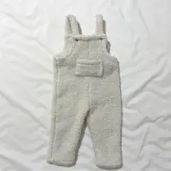 SHEIN オーバーオール 白 12-18M 80 冬 モフモフ ベビー