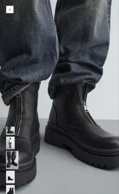 【美品】ZARA ジップブーツ ブラックEUR 41