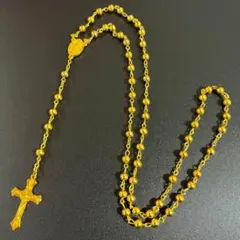 N035-b 十字架 クロス ロザリオ ロング ネックレス ビーズ マリア