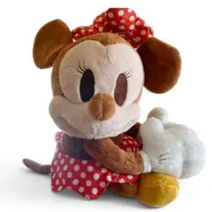 ミニーマウス ぬいぐるみ 大きめ ドール 赤白ドット リボン ディズニー レトロ