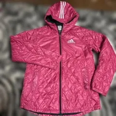 adidas ピンク キルティング フード付きジャケット
