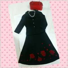 いちご様　ご専用　刺繍スカート　ブラック　黒　スーツ　ジャケット　ロングスカートのサムネイル