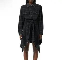 新品⭐︎DIESEL チェック柄 フランネルシャツ 膝丈 長袖 ワンピース