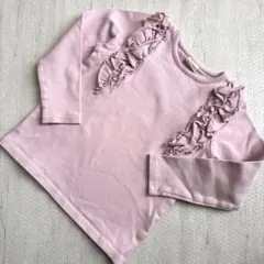 フリル付き長袖カットソー