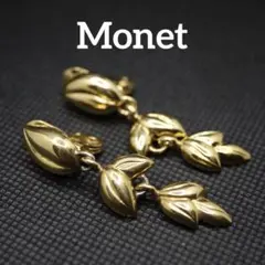 希少 MONET モネ 綺麗なヴィンテージ ゴールドリーフイヤリング