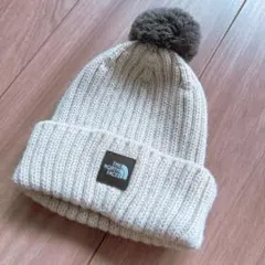 THE NORTH FACE ポンポン付きニット帽 クリーム色