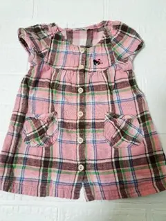 ミキハウス　DOUBLE.B ピンク　チェック ワンピース 90　女の子