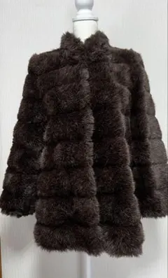 SEVET ダークブラウン フェイクファーコート サイズ11