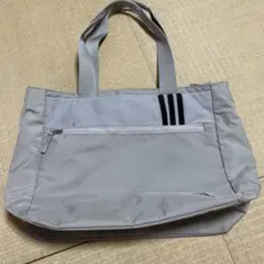 adidas グレー エコバッグ メッシュポケット付き