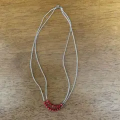 チチカカ　レッドビーズ シルバー 2連ネックレス