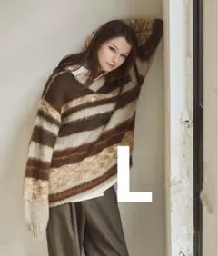 Casper John グラデーションミックスマルチボーダーVネックニット