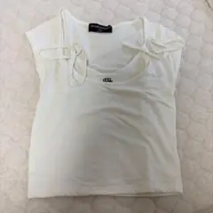 muahmuah 半袖 Tシャツ ホワイト　レイヤードストラップ TEEシャツ