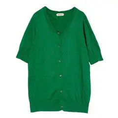 レプシィム　半袖薄手ニットカーディガン　緑　Mのサムネイル