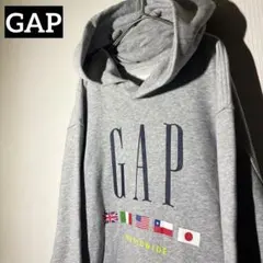 【個性派古着】GAP グレー フード付きパーカー　希少　コットン　Mサイズ