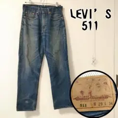 LEVI'S 511 ストレートデニム W29L34 ボタン ダークブルー