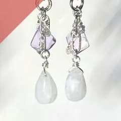【リクエスト品】白♡灰☆天然石チャーム