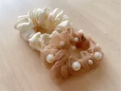 3COINSパール付きシュシュ2個セット