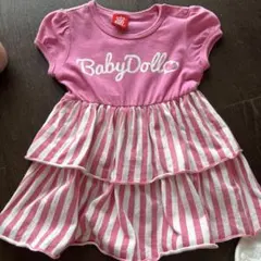 BABYDOLL ワンピース ピンク ストライプ 90cmのサムネイル
