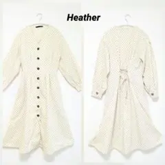 Heather ヘザー ドット柄ロングワンピ 2WAY羽織 背中レースアップ F