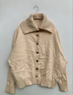 ZARA ベージュ リブ付きカーディガン