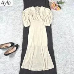 Ayla　ベルベットカシュクールドレス　ワンピース　　お呼ばれドレス　ホワイト