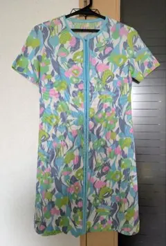 昭和レトロ古着 サイケ柄半袖ミニワンピース