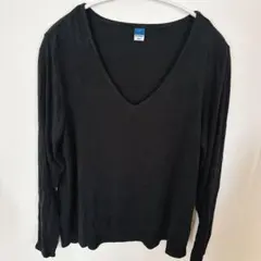 Old Navy【S】オールドネイビー Luxe Vネック長袖Tシャツ 黒