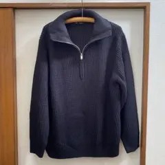 GU ローゲージハーフジップセーター 黒 XL