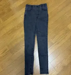 GU ストレッチダークグレー スキニーパンツ ウエストゴムレギパン