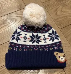 【新品】MIKI HOUSE ポンポンニット帽