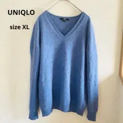 【UNIQLO】ユニクロ カシミヤ100％ Vネックセーター ブルー XL