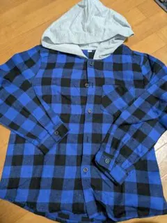 フード付きチェックシャツ 9-10Y