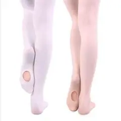 2足セット　バレエタイツ　穴あきタイツ 黒ネット付きシュシュ風キャップ セット
