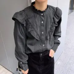デニムフリルシャツ