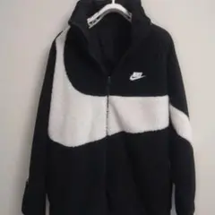 Nike フリースジャケット 黒/白着丈68身幅54