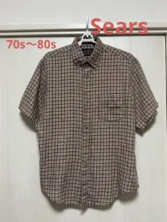【70s,80sヴィンテージ】Sears シアーズ チェックシャツ 半袖 M