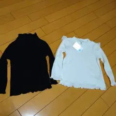 リブ編みタートルネックトップスセット