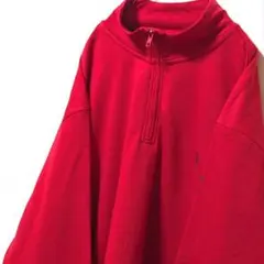 ユーエスポロアッスン ロゴ刺繍 ハーフジップスウェット レッド赤 2XL古着