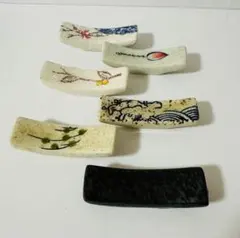 【新品・未使用】和風 箸置き 6個セット 手描き風 陶器製 即購入OK 匿名配送