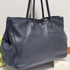 良品 シセイ 大容量 レザー トートバッグ A4 B4 収納可能 ダークネイビー 良品 シセイ 大容量 レザー トートバッグ A4 B4 収納可能 ダーク