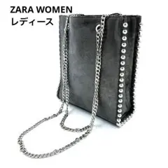 ZARA ザラ ウーマン チェーン ショルダーバッグ チャコール グレーのサムネイル