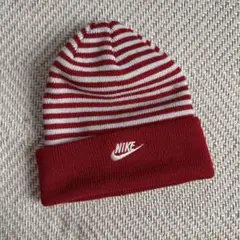 【美品】NIKE 赤白ストライプ ニット帽 50cm