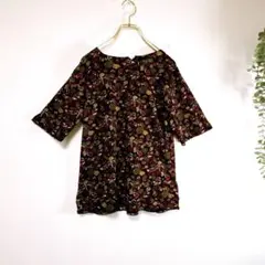 【fz14】Orfine レディース　Tシャツ　トップス　半袖　Mサイズ　総柄