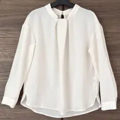 VIS ボウタイ風シフォンブラウス