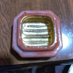 八角形オレンジ陶器 金色内装