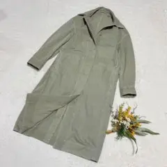 ユニクロ UNIQLO ロングシャツコート 薄手コート グリーン S ●