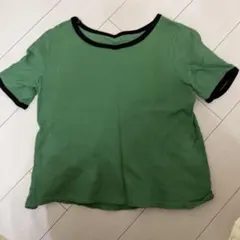 【JUNOAH】ジュノア 半袖リンガーTシャツ 黒 緑 ツートンのサムネイル