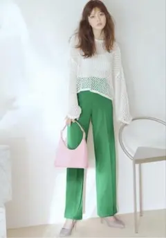 グリーン　グレイル　センタープレスストレートパンツai07