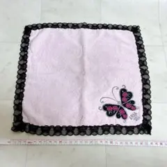 ANNA SUI タオルハンカチ 蝶 バラ レース ピンクのサムネイル
